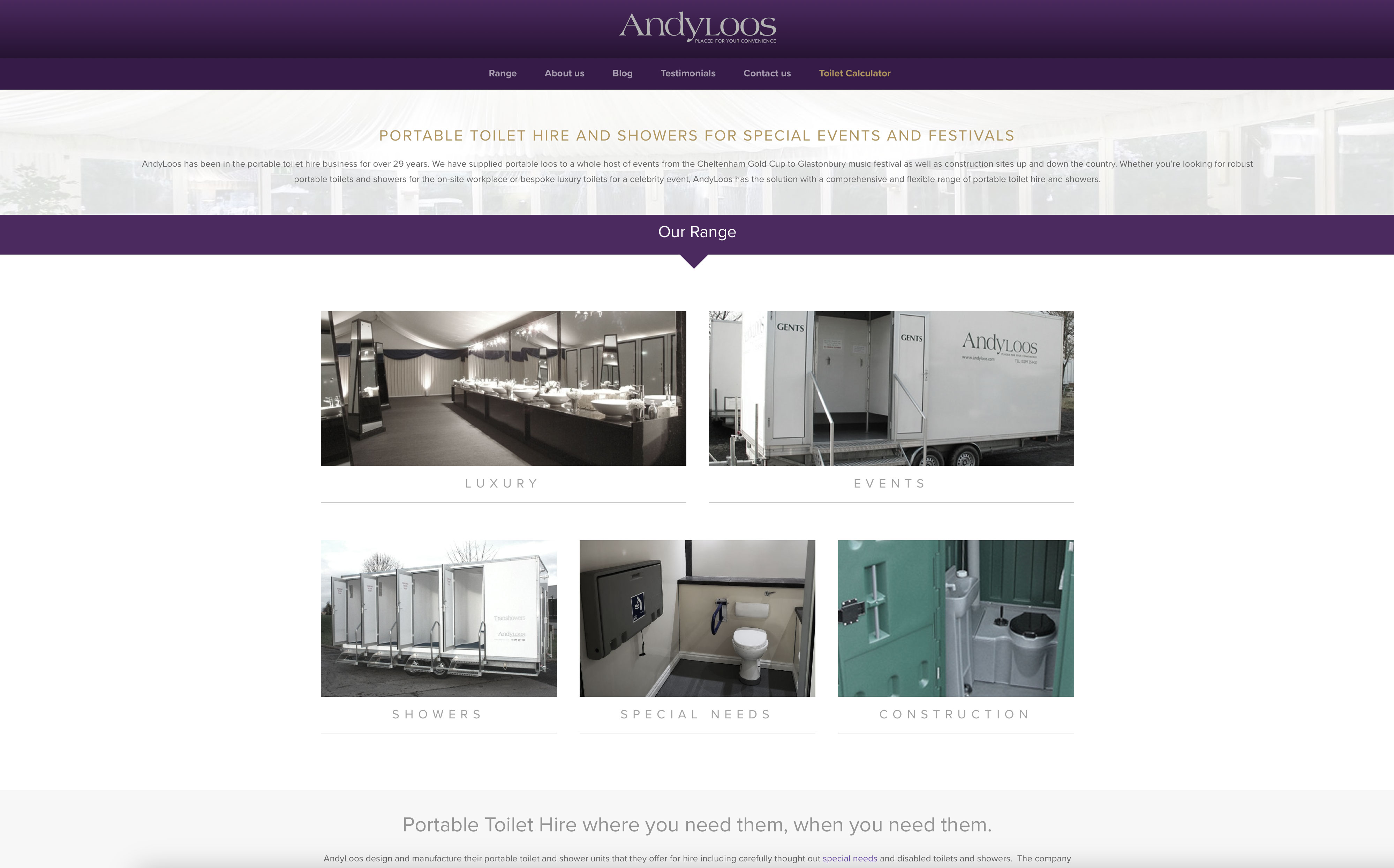 Screenshot of the previous AndyLoos website before redesign