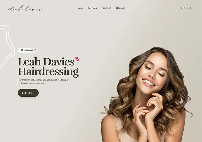 Leah Davies Hairdressing website